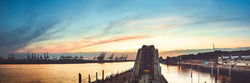 Wandbild - Docklandpanorama im Sonnenuntergang - Ausrichtung_Panorama Ausrichtung_Quer Besonderes_Dockland Besonderes_Sonnenuntergang